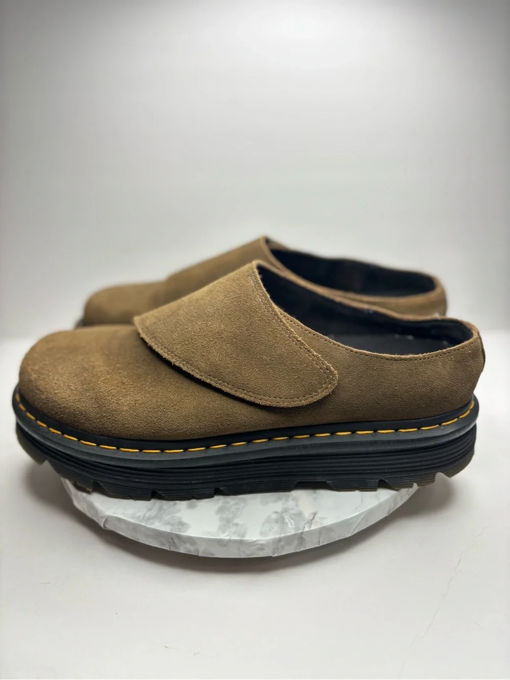 Size 12- Dr. Martens Zebzag Anywair mules featuring a suede upper